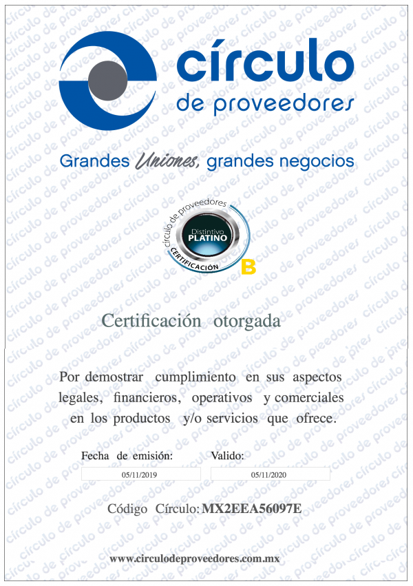 Certificado Círculo de Proveedores Casa Paredes